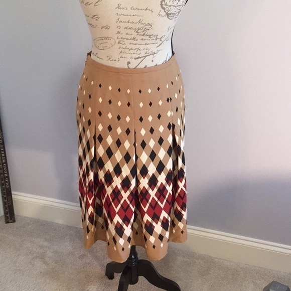 KASPER Pleated Harlequin Print Skirt 6P - Picture 2 of 7